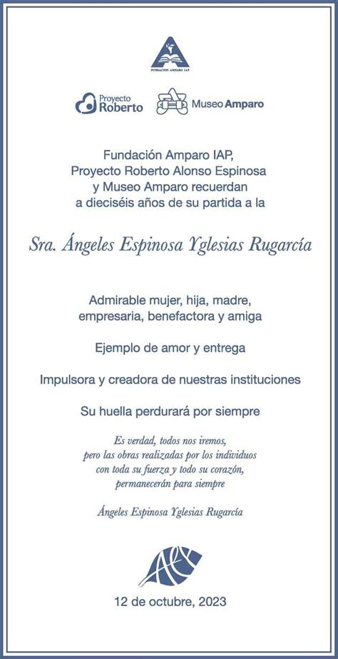 Se Ora Angeles Espinosa Yglesias Rugarc A Obituario Esquela