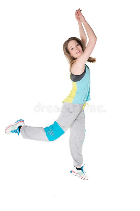 Young Women In Joggers Dancing And Having Fun Stock Photo Image Of