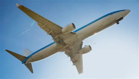 passenger plane departing  afternoon stock photo image  active