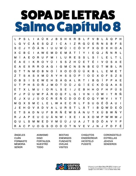 Sopa De Letras De La Biblia Salmos Capítulo 8 Gratis Para Imprimir