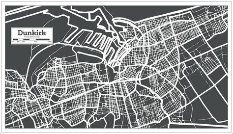 mapa de la ciudad de dunkerque francia en estilo retro. esquema del ...