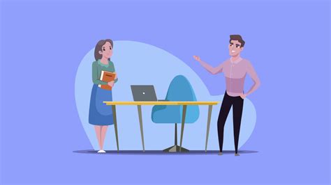 Office Workers Talking About Work 2D Cartoon Animation 47371113 Stock