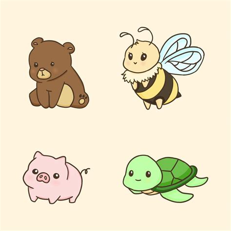 cute animals kawaii illustration collection 39264384 Vector Art at Vecteezy