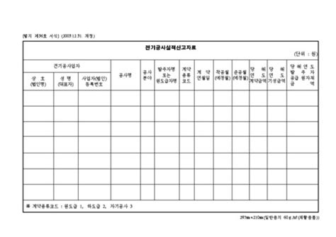 전기공사 실적 신고자료 양식 업종별서식