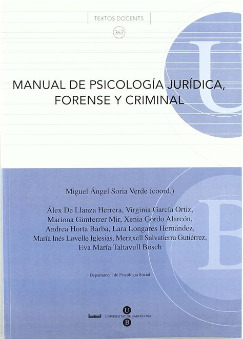 Manual De Psicología Jurídica Forense Y Criminal Soria Verde Miguel