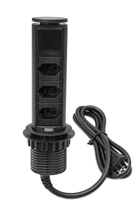 Torre de Tomada Retrátil Multiplug 3 Tomadas 20A Preto QTMOV