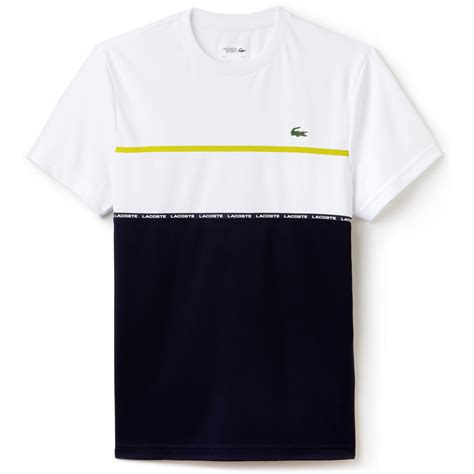 Lacoste Sport Mens Colourblock Technical Pique T Shirt Whitenavy