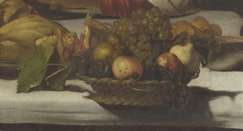 Detail from Amerighi Caravaggio's Supper at Emmaus (1601). The apples ...