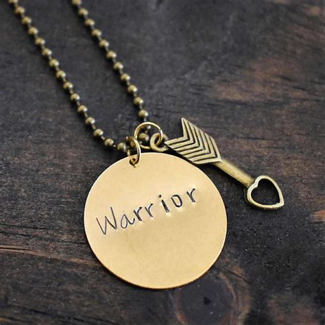 Hand Stamped Warrior Necklace With Arrow Charm Etsy In 2021 Warrior