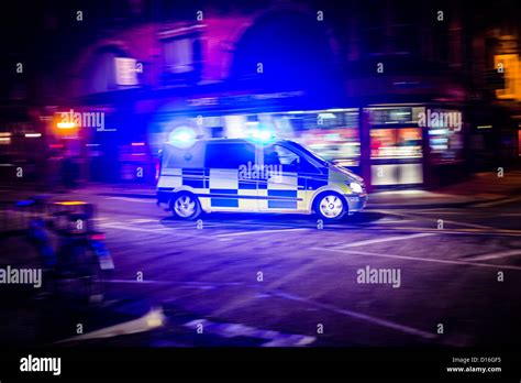 A Call Emergency Service Ambulance Speeding Blue Lights Flashing