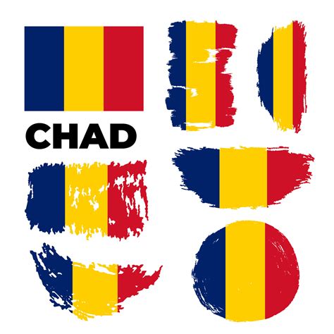 Chad flag set in grunge style. Patriotic background. National flag of