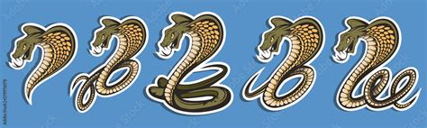 Set Of King Cobra Sports Mascot Logo Spectacled Cobra Mascot Emblem