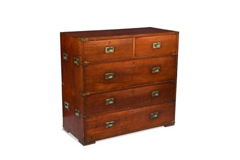 A Brass Bound Mahogany Campaign Chest Of Drawers 19th Century In