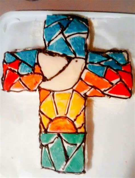 Stained Glass Cross Cake I Made For Easter Stain Glass Cross Cross Cakes Rubiks Cube