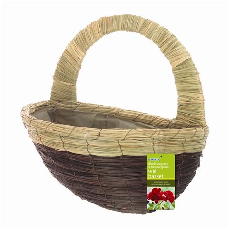 Gardman 40cm Black Seagrass Wall Hanging Basket In 2890814 Bunnings Warehouse