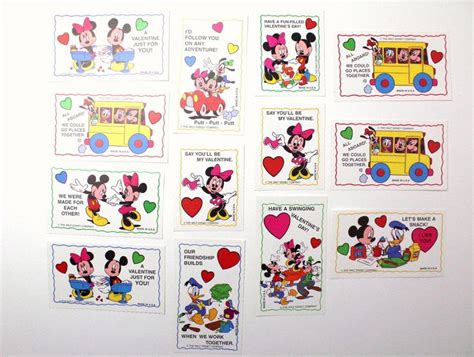 Vintage Mickey Mouse Valentine Cards Set of 13 Disney | Etsy ...