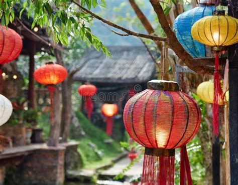 A Traditional Vietnamese Silk Lantern Festival Stock Illustration ...