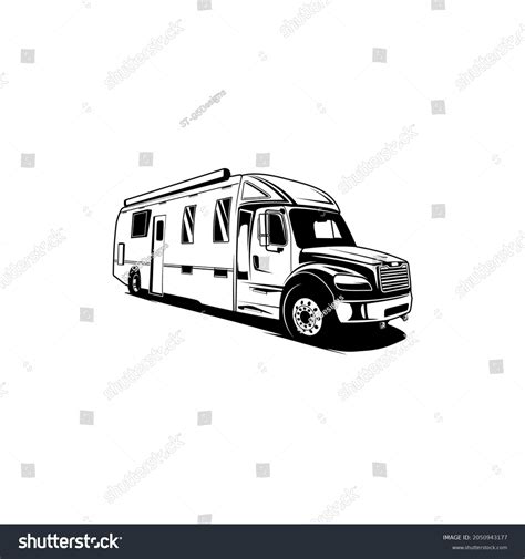 Van Classic Adventure Silhouette Black White Stock Vector (Royalty Free ...