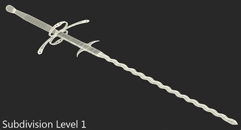 3d German Landsknecht Flamberge Sword Model