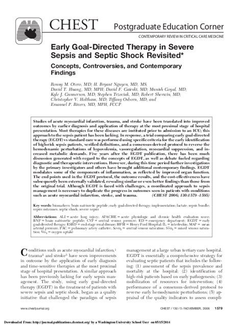 Pdf Early Goal Directed Therapy In Severe Sepsis And Septic Shock Revisited Huy Nguyen