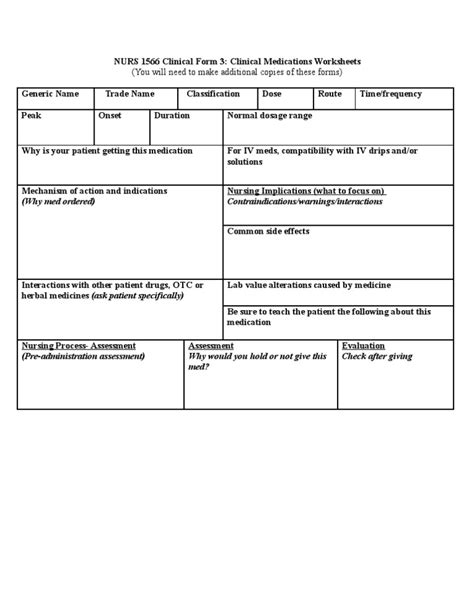 Pharmacology Drug Card Template Free