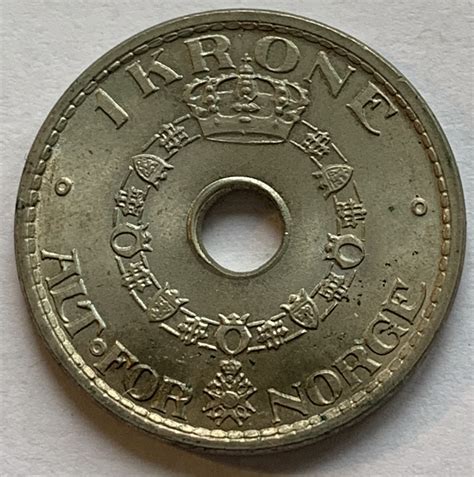 1949 Norway 1 Krone M J Hughes Coins