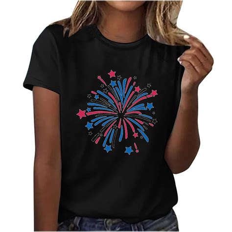 Brnmxoke American Flag Plus Size Shirt For Women Patriotic T Shirt 4th