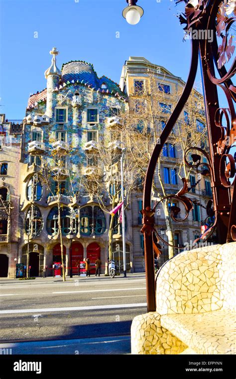 Casa Batllo Designed By Antoni Gaudí Architect Passeig De Gracia Barcelona Catalonia Spain