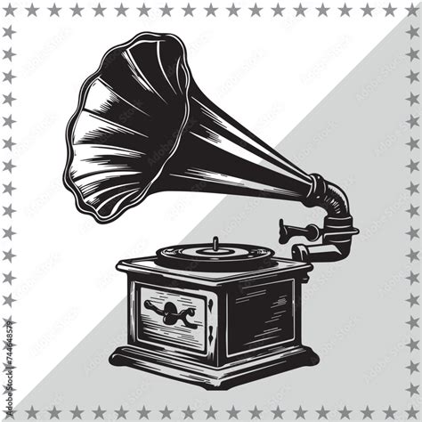 Gramophone Silhouette Cute Gramophone Vector Silhouette Cute