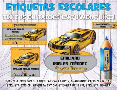 Kit Imprimible Etiquetas Escolares Transformers Bumblebee Cuotas Sin Interés