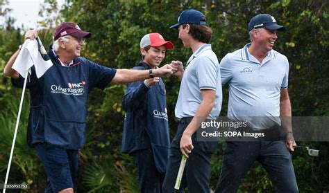 Matt Kuchar And His Son Cameron Kuchar Fist Bump With Their News Photo Getty Images