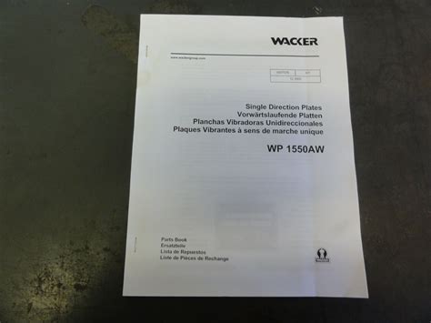 Wacker WP1550AW Single Direction Plates Parts Book Manual 0007576 2005 | eBay