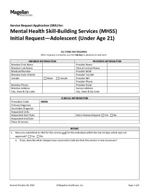 Fillable Online Mental Health Skill Building Services Initial Request