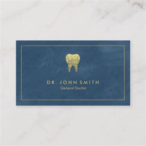 Blue Canvas Golden Frame Tooth Dentist Appointment Card Zazzle