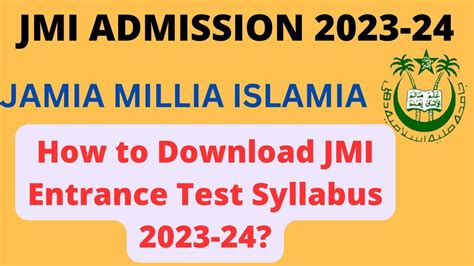 Download Jamia Millia Islamia Entrance Test Syllabus 2023 24🔥 How To