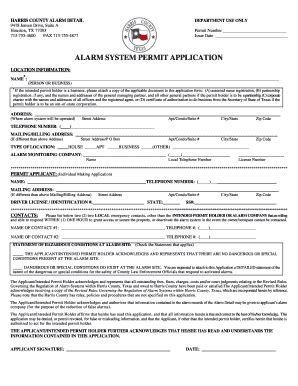 Tx Alarm System Permit Application Fill And Sign Printable Template