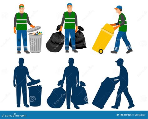 Garbage Man Cartoon Characters Vector Illustration