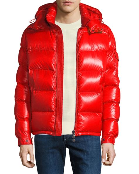 Moncler Men S Maya Shiny Down Puffer Jacket With Hood Neiman Marcus