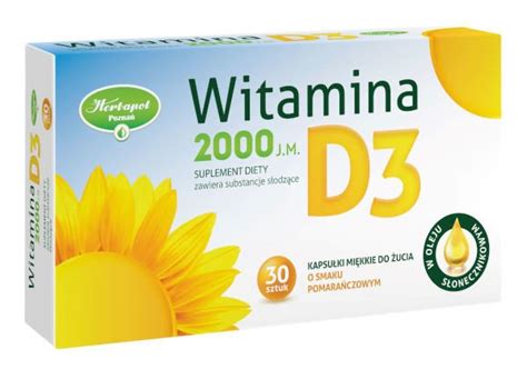 Witamina D3 2000 j m x 30 kapsułek miękkich do żucia o smaku