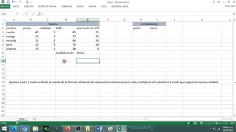 Operaciones básicas en Excel suma resta multiplicación y división