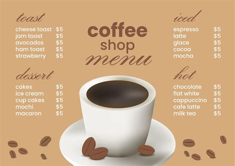 Premium Vector Coffee Shop Menu Design Template