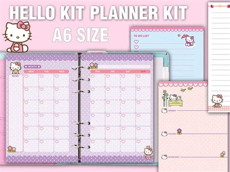 Kawaii Printable A6 Planner Kit Cute Weekly Planner Monthly Etsy