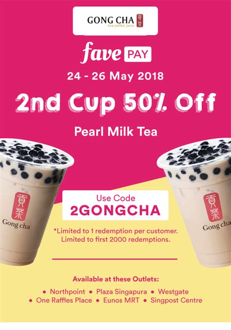 Gong Cha Off Your Second Cup Of Pearl Milk Tea From May