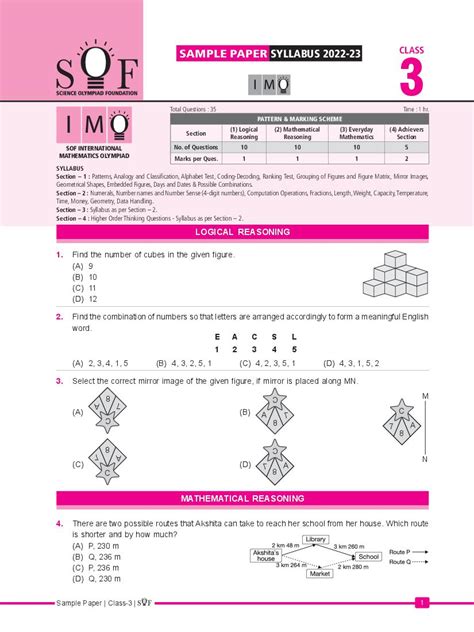 Sof Imo Sample Paper 2023 Class 3