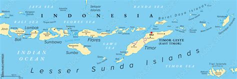 Lesser Sunda Islands, Indonesia, political map. Nusa Tenggara Islands ...