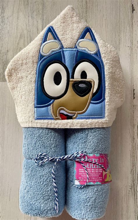 Girl Blue Dog Hooded Towel Blue Dog Hooded Towel Pool Towel Beach