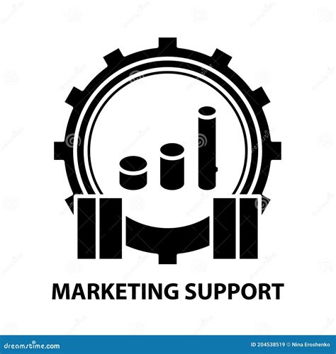 Marketing Support Icon Black Vector Sign With Editable Strokes