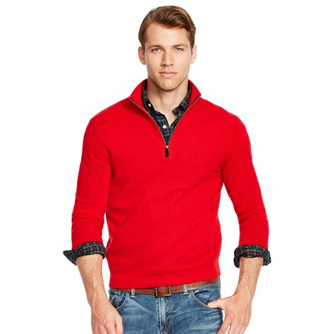 Polo Ralph Lauren Cashmere Half Zip Sweater In Red For Men Rl Red