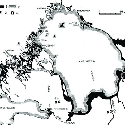 Map showing Prehistoric sites and waterways on the Karelian Isthmus ...