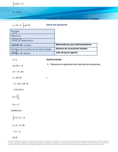 Sistema Ecuaciones Lineales Uveg Ok Matematicas Para Administradores